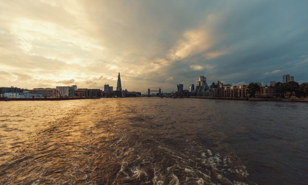 River Thames and London skyline at sunset