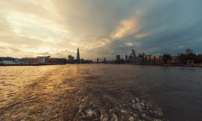 River Thames and London skyline at sunset