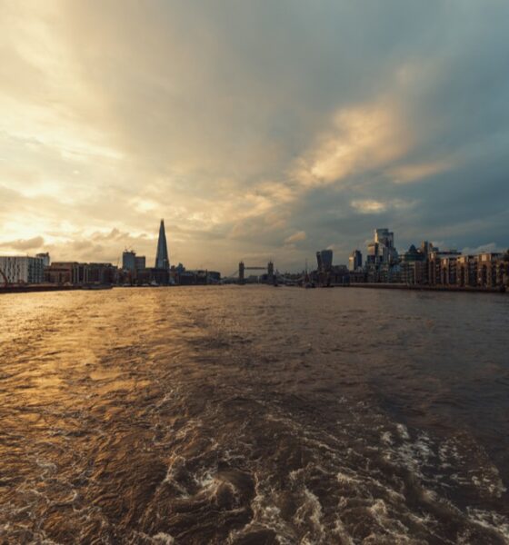 River Thames and London skyline at sunset